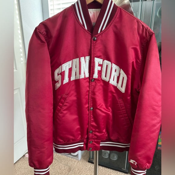 Vintage 90's Starter Stanford Cardinal NCAA Baseball Satin Jacket Bomber M - Picture 1 of 6